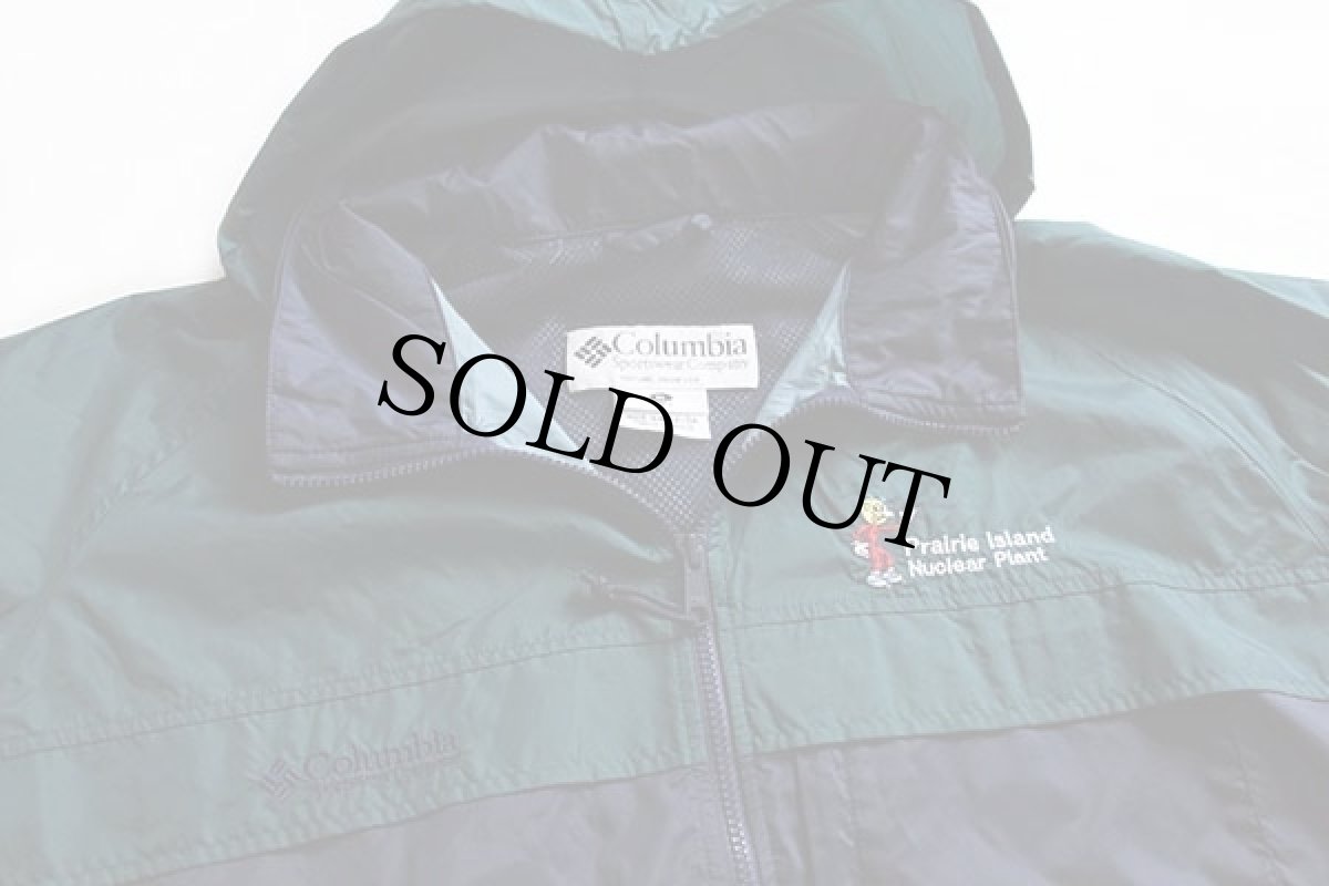 画像3: 90s Columbiaコロンビア レディキロワット刺繍 ツートン 切り替え ナイロンジャケット 緑×紺 XL (3)