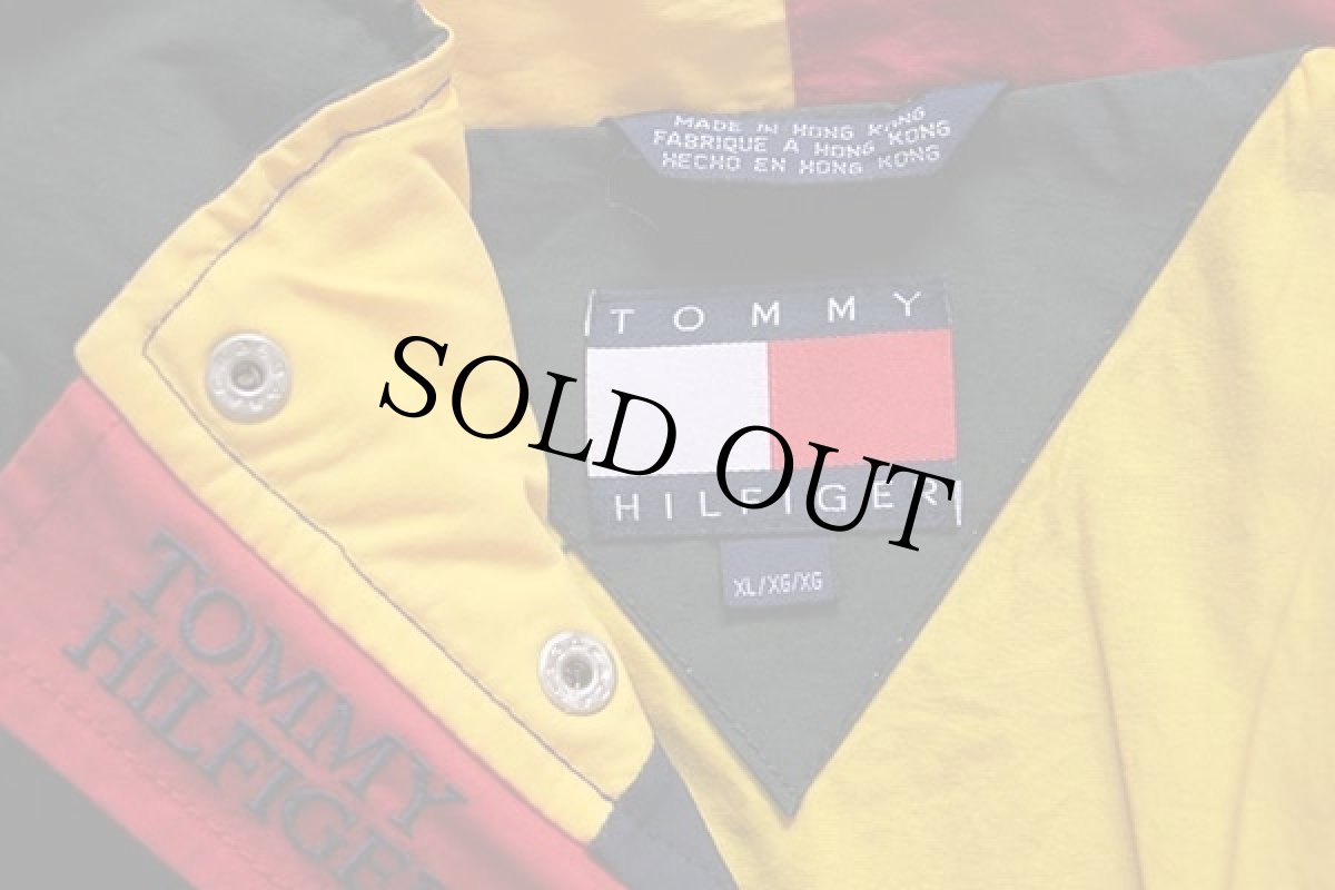 画像4: 90s TOMMY HILFIGERトミーヒルフィガー クレイジー マルチカラー コットン×ナイロンジャケット XL (4)