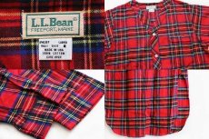 画像3: デッドストック★80s USA製 L.L.Bean ノーカラー タータンチェック ライトネル パジャマシャツワンピース L-M (3)