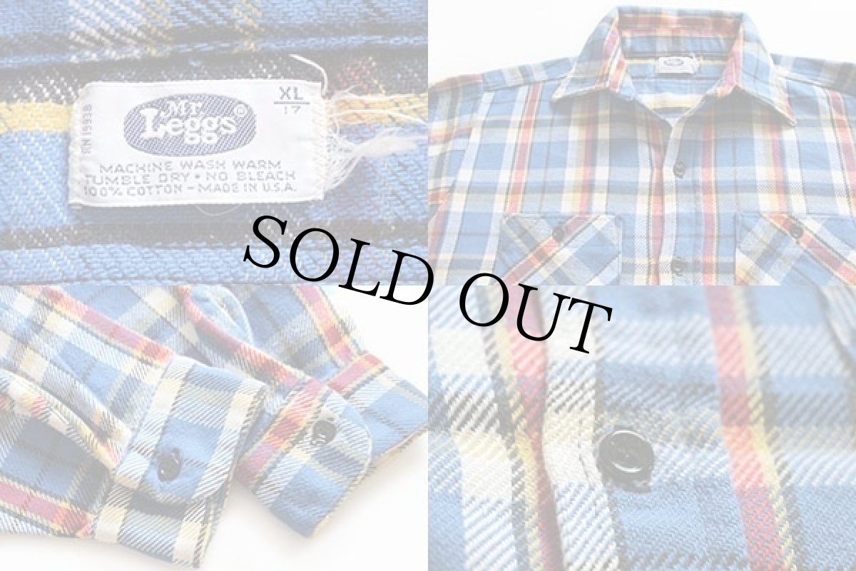 画像3: 80s USA製 Mr.Leggs チェック コットン フランネルシャツ XL (3)