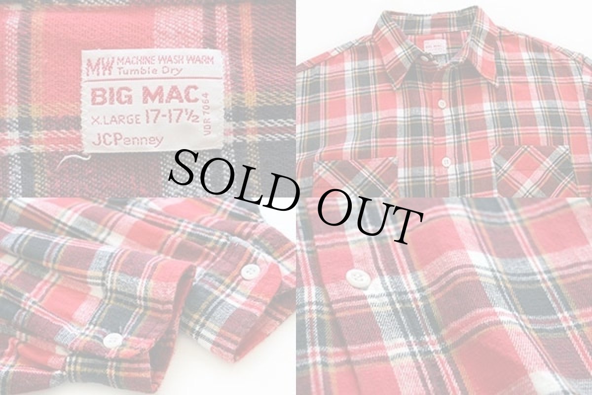 画像3: 70s JCPenney BIGMACビッグマック チェック コットン ライト フランネルシャツ XL (3)