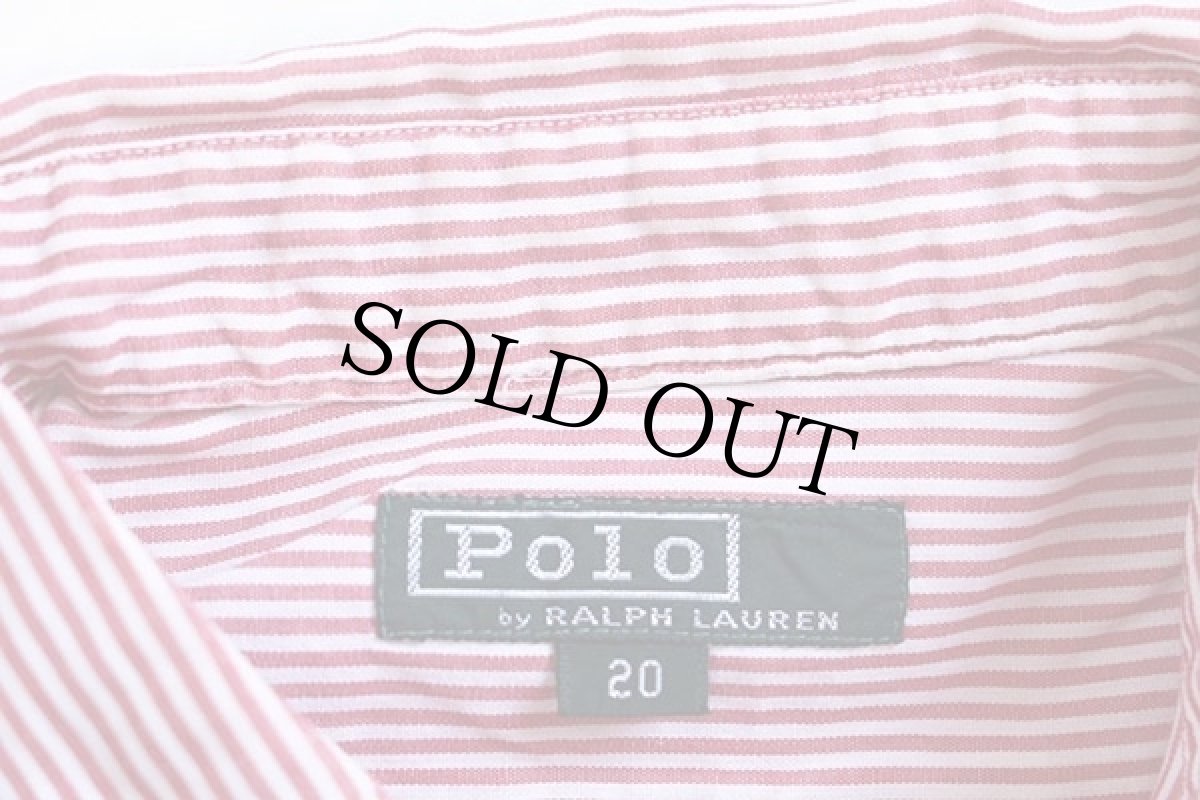 画像3: 80s ポロ ラルフローレン ストライプ ボタンダウン コットンシャツ 赤×白 ボーイズ20 (3)