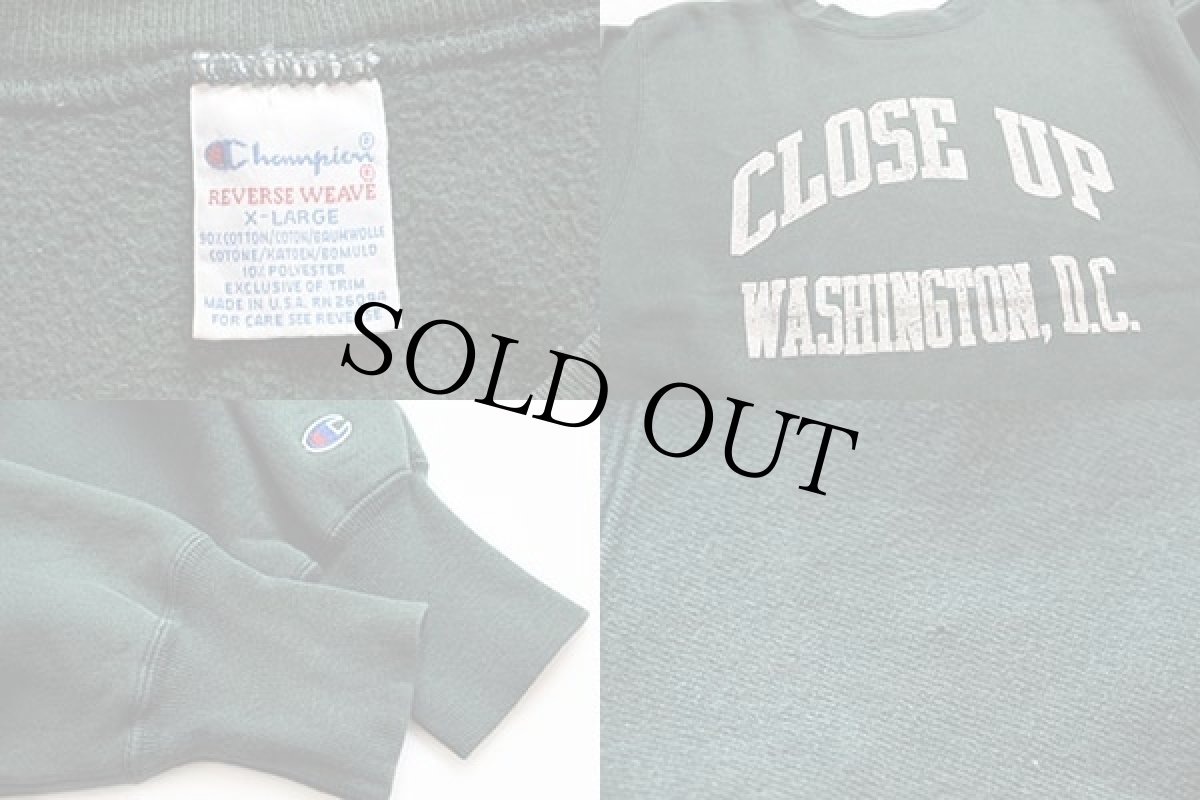 画像3: 90s USA製 Championチャンピオン CLOSE UP WASHINGTON,D.C. リバースウィーブ スウェット 緑 XL (3)