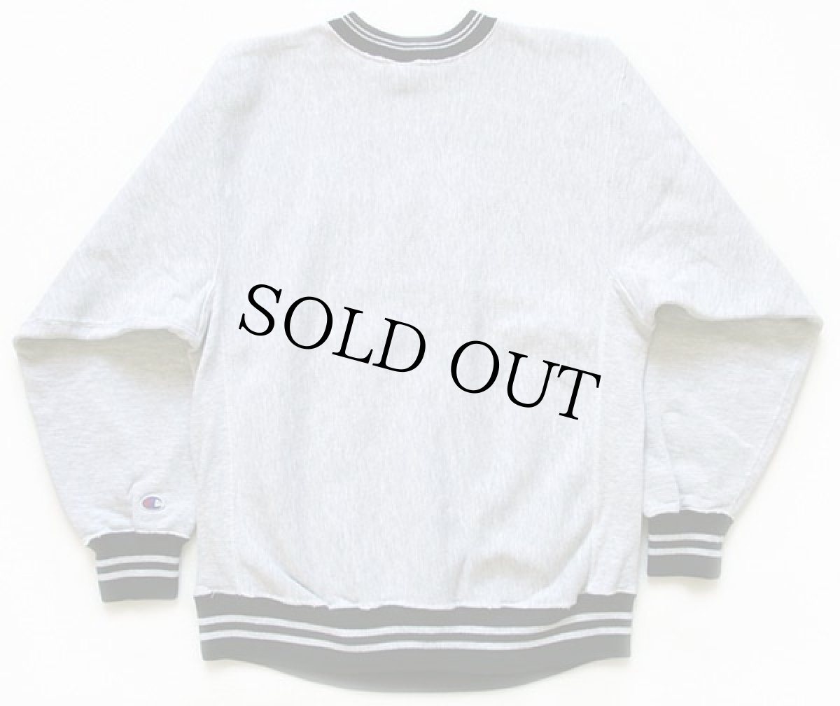 画像2: 90s USA製 Championチャンピオン スクリプト ビッグロゴ刺繍 リブライン リバースウィーブ スウェット 杢グレー XL (2)