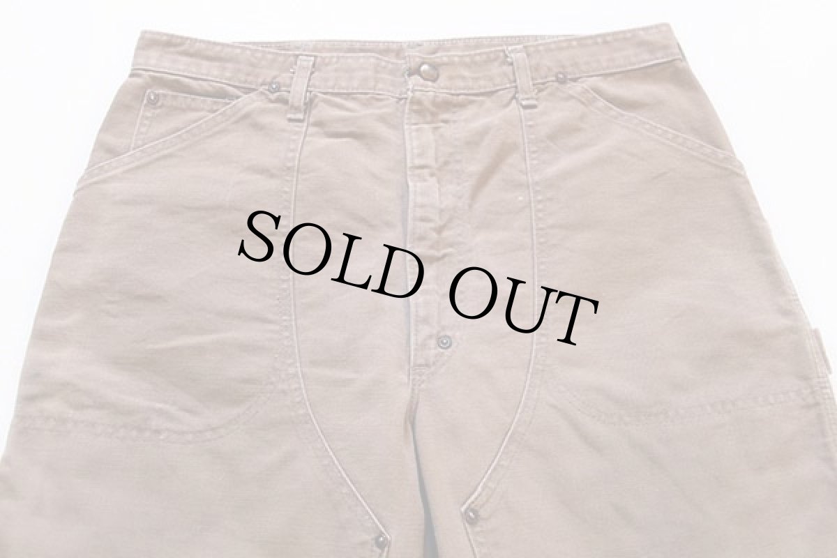 画像2: 70s carharttカーハート ダック地 ダブルニー ペインターパンツ 茶 w35 (2)