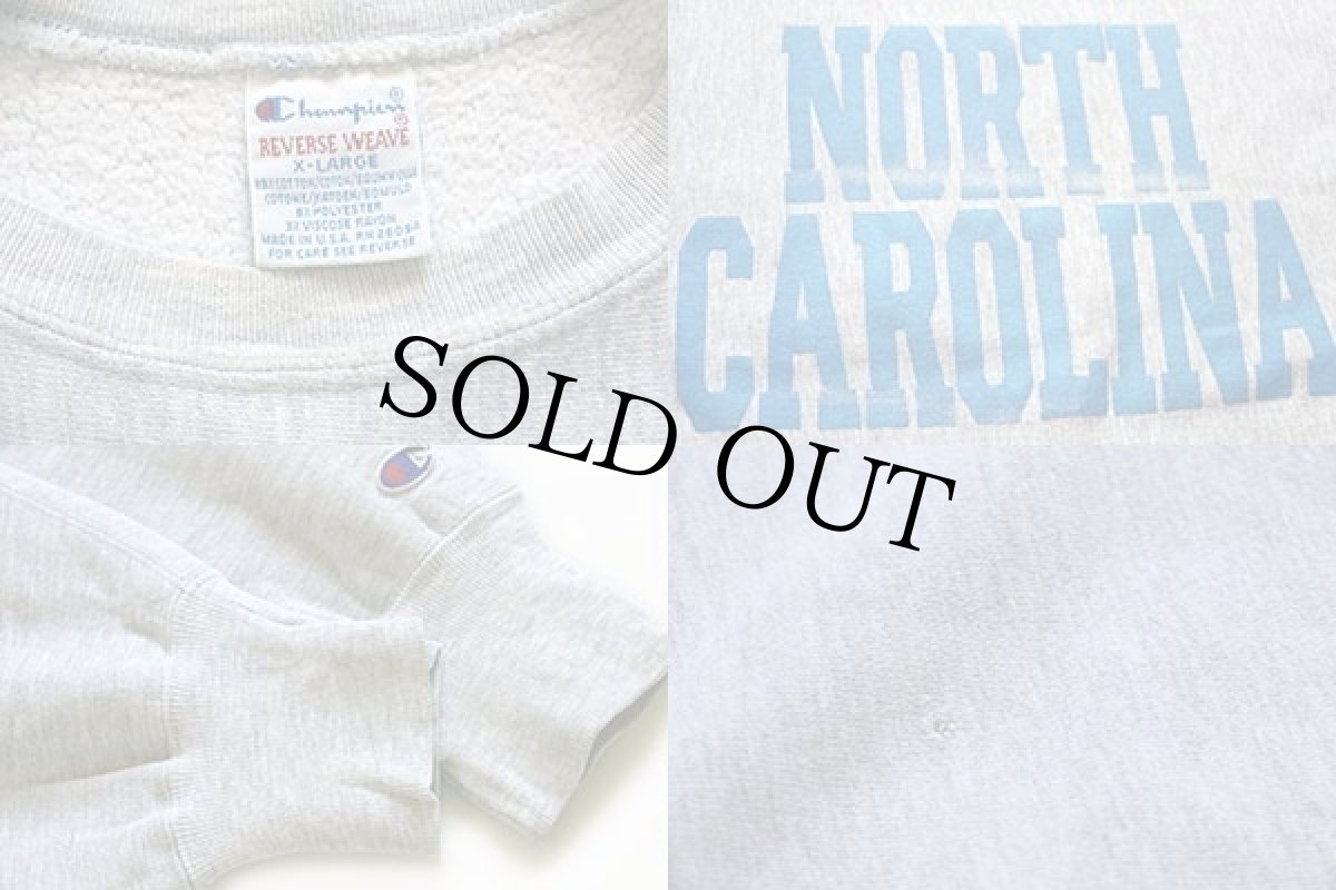 画像3: 90s USA製 Championチャンピオン NORTH CAROLINA リバースウィーブ スウェット 杢グレー XL (3)