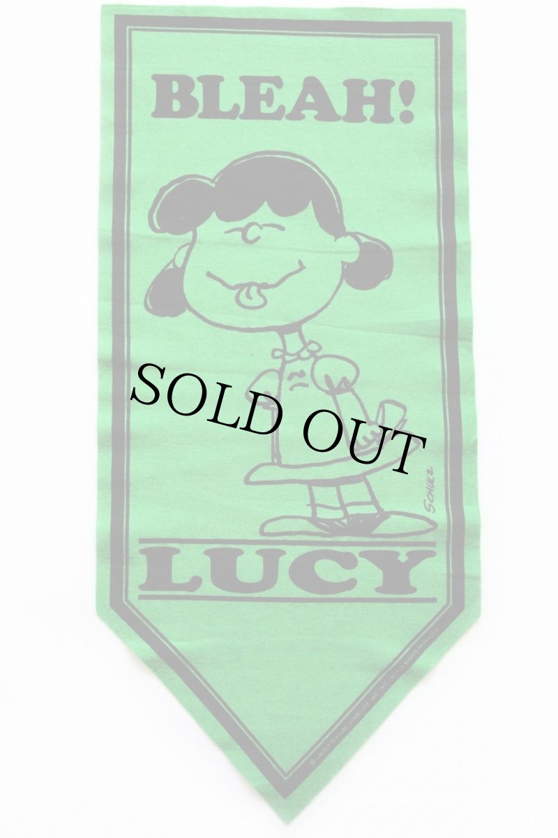 画像2: 70s PEANUTS LUCYルーシー BLEAH! フェルト ペナント 緑★スヌーピー (2)