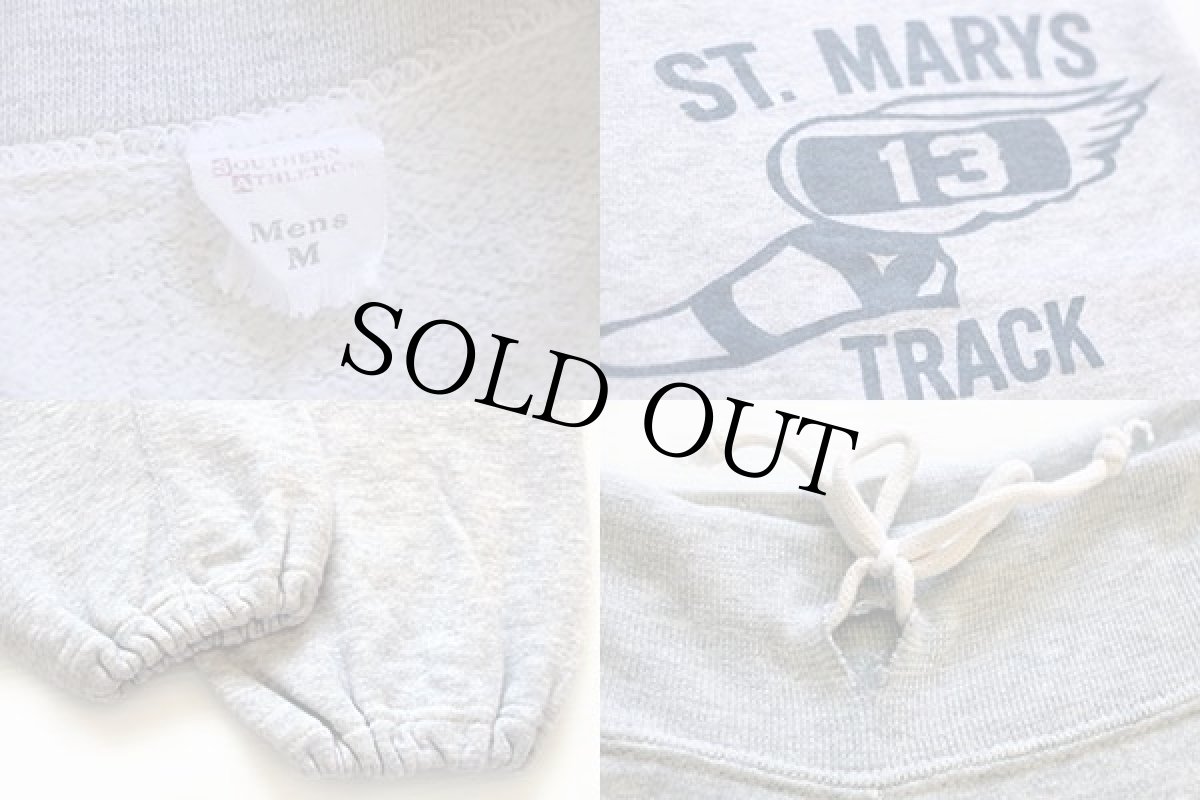 画像3: 60s SOUTHERN ATHLETIC ST.MARYS 13 TRACK ウイングフット 三段中抜き スウェットパンツ 杢グレー M (3)