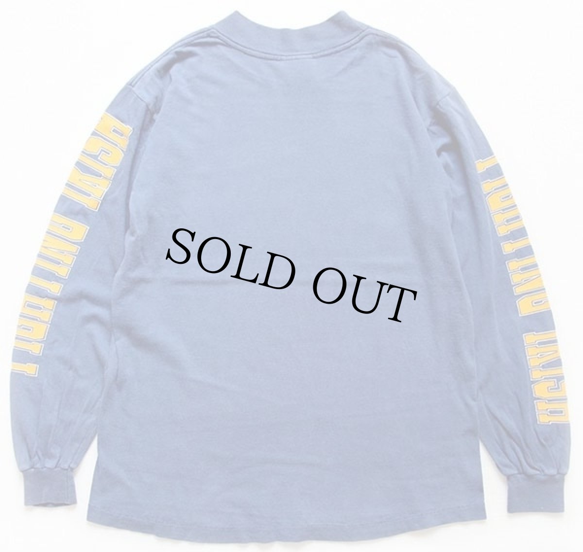 画像2: 80s USA製 PM NOTRE DAME FIGHTING IRISH モックネック コットン 長袖Tシャツ ブルーグレー M (2)