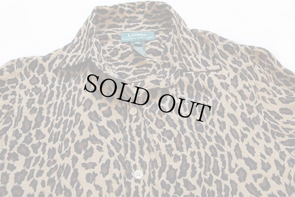 画像3: LAUREN ラルフローレン レオパード柄 シルクシャツ&パンツ セット M (3)