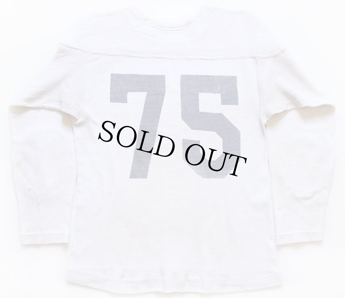 画像2: 50s 75 ナンバリング 両面 染み込みプリント コットン フットボールTシャツ 白 (2)