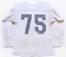 画像2: 50s 75 ナンバリング 両面 染み込みプリント コットン フットボールTシャツ 白 (2)