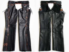 画像1: USA製 Peterbilt Le Doux Leather 切り抜き レザーチャップス 黒 25/42 (1)