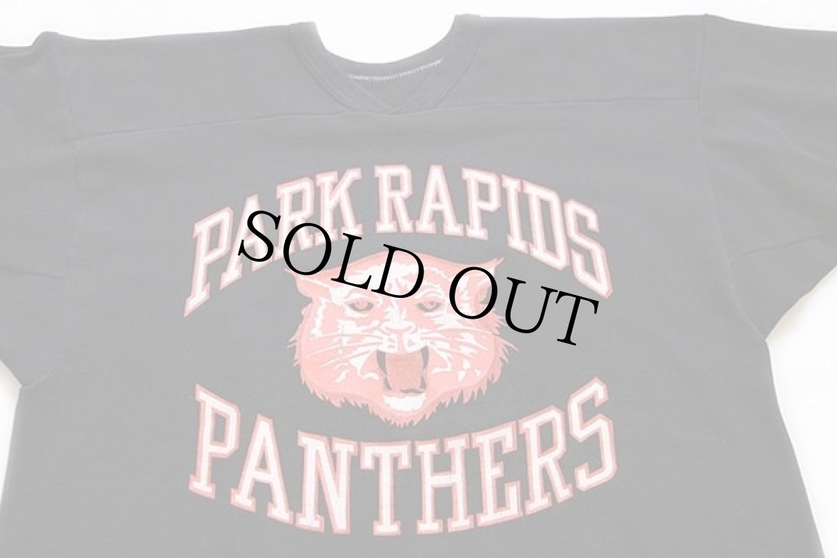 画像3: 80s UNKNOWN PARK RAPIDS PANTHERS フットボールTシャツ 黒 (3)