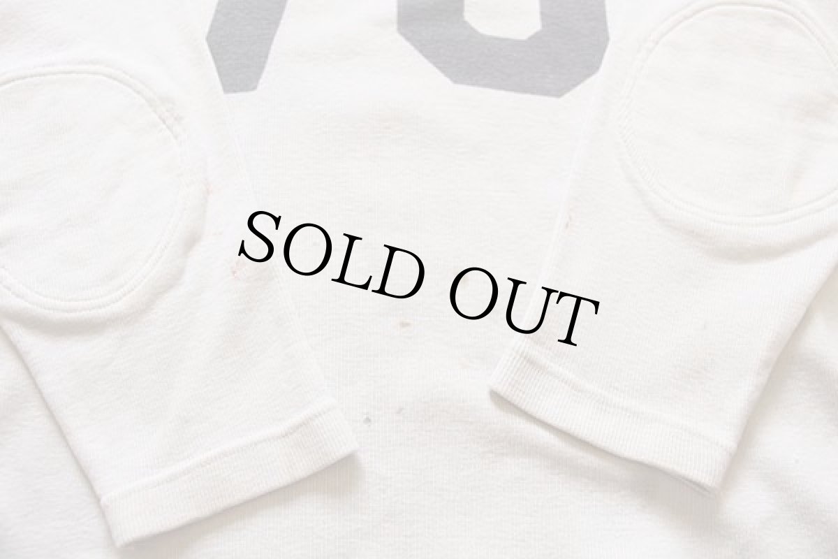 画像4: 50s 75 ナンバリング 両面 染み込みプリント コットン フットボールTシャツ 白 (4)