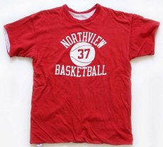 画像1: 70s USA製 Championチャンピオン NORTHVIEW 37 BASKETBALL コットン リバーシブルTシャツ 赤×白 L (1)