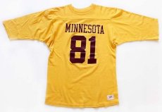 画像2: 70s USA製 Championチャンピオン MINNESOTA 81 ナンバリング コットン フットボールTシャツ 黄 M (2)