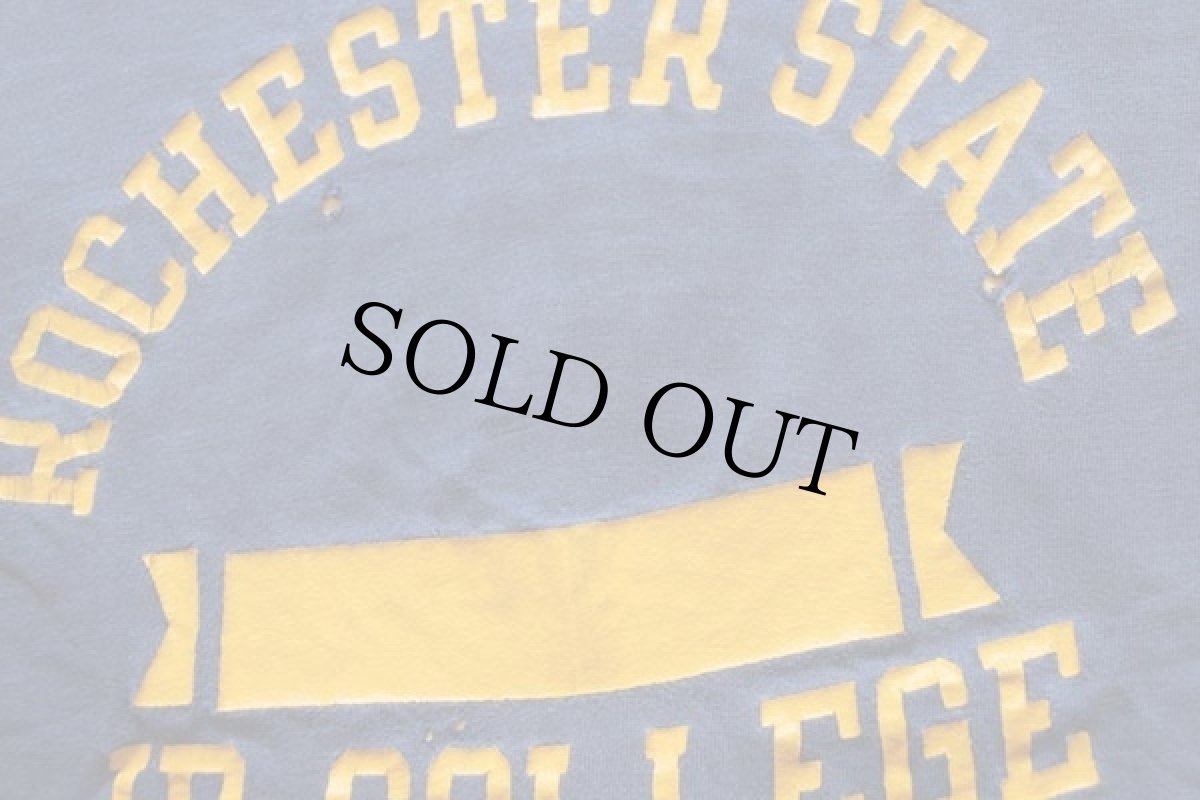 画像7: 70s USA製 Championチャンピオン ROCHESTER STATE JR.COLLEGE コットン リバーシブルTシャツ ボロ 紺×黄 M (7)