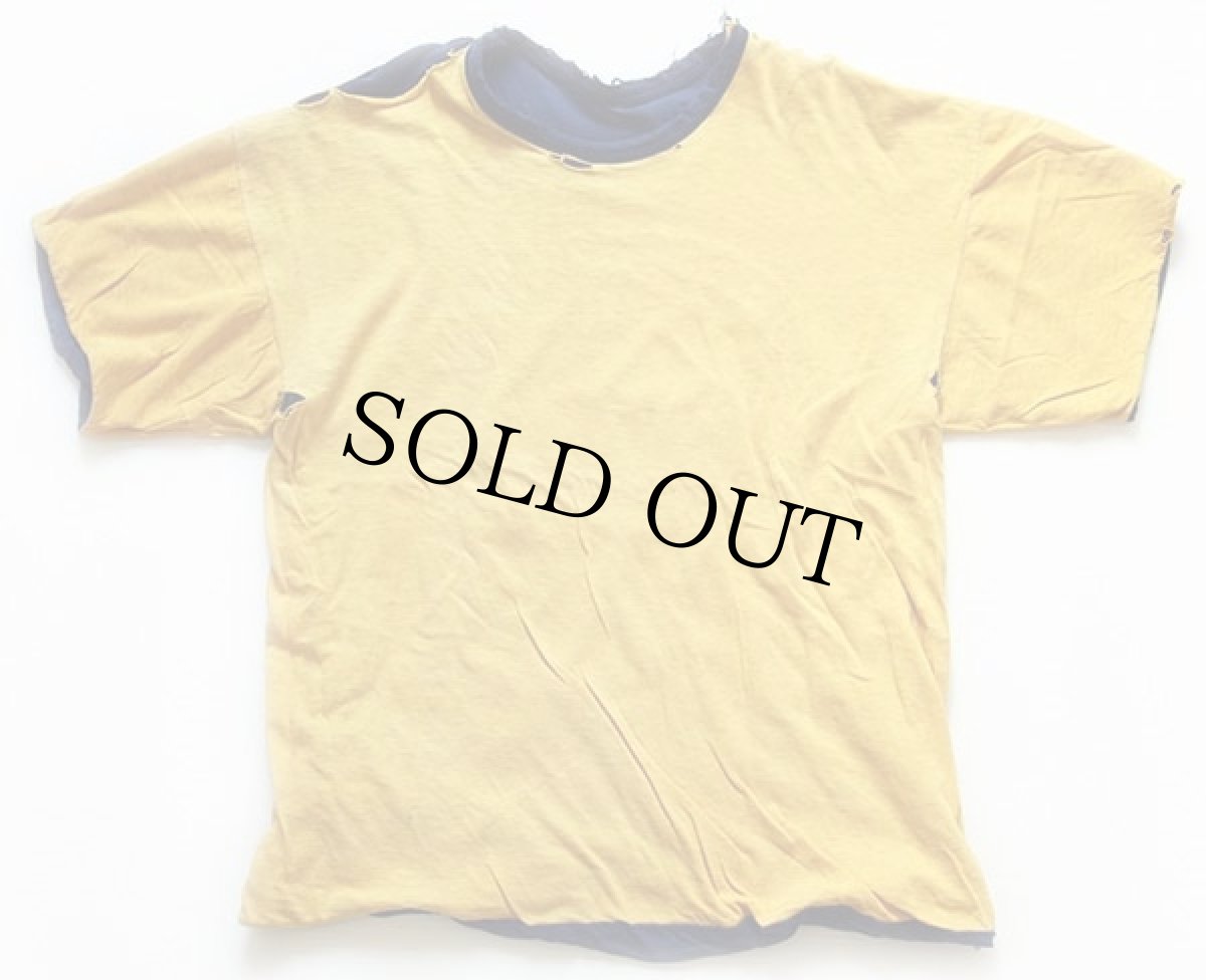 画像3: 70s USA製 Championチャンピオン ROCHESTER STATE JR.COLLEGE コットン リバーシブルTシャツ ボロ 紺×黄 M (3)