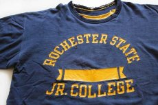 画像5: 70s USA製 Championチャンピオン ROCHESTER STATE JR.COLLEGE コットン リバーシブルTシャツ ボロ 紺×黄 M (5)