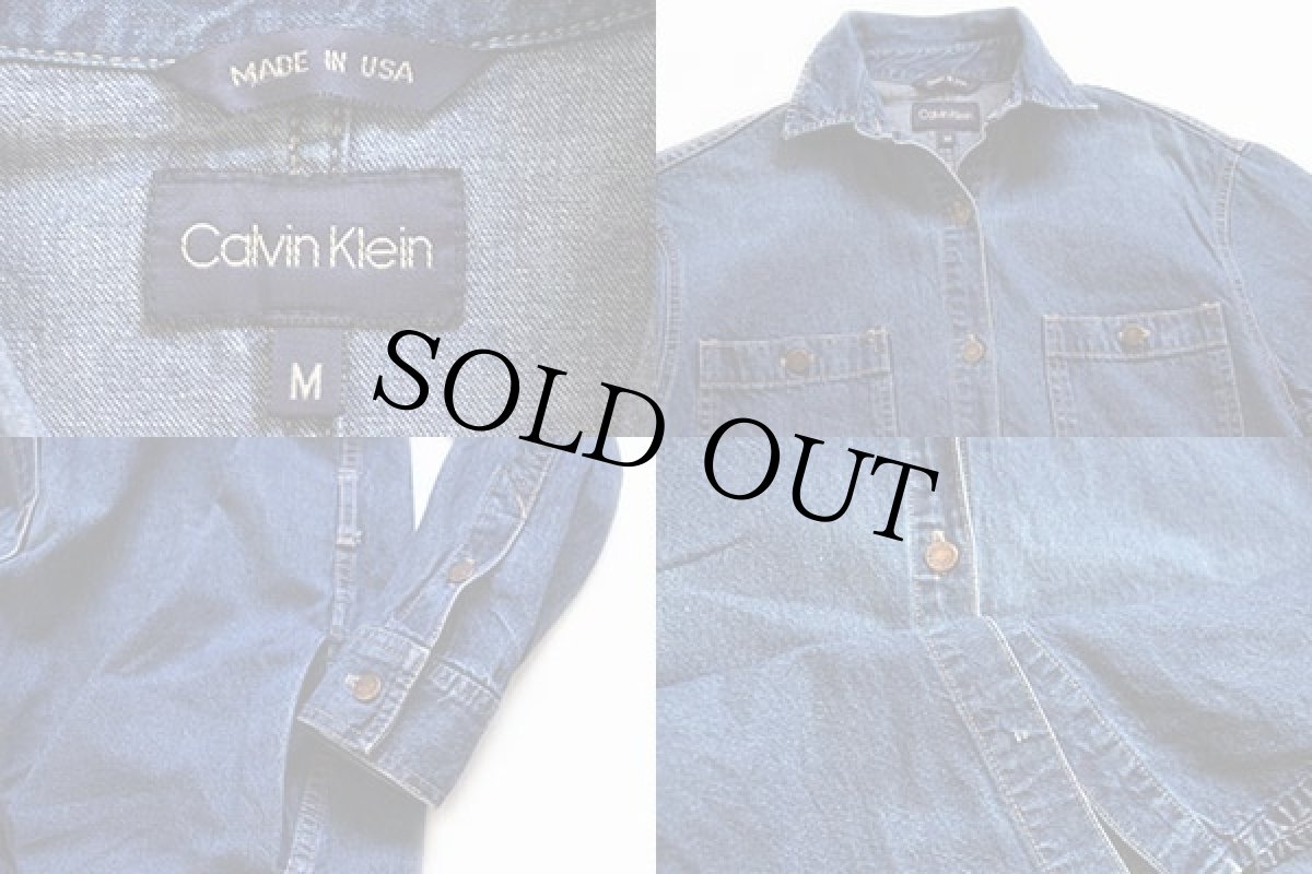 画像3: 80s USA製 Calvin Kleinカルバンクライン デニム シャツワンピース M (3)