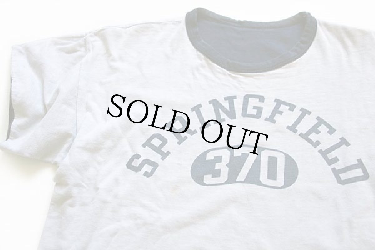 画像5: 60s CHAMPIONチャンピオン プロダクツ SPRINGFIELD 370 染み込みプリント コットン リバーシブルTシャツ ライトグレー×紺 (5)