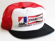画像1: 80s USA製 AMC CHAMPION SPARK PLUGチャンピオン プリント メッシュキャップ 赤×白×黒 (1)