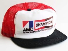 画像1: 80s USA製 AMC CHAMPION SPARK PLUG チャンピオン プラグ プリント メッシュキャップ 赤×白×黒 (1)