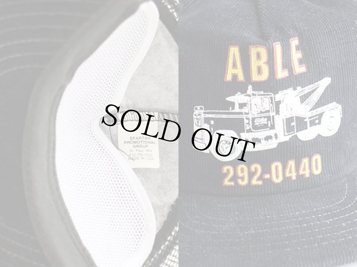 画像3: デッドストック★80s USA製 ABLE トラック 発泡プリント コーデュロイ×メッシュキャップ 黒 (3)