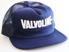 画像1: デッドストック★80s USA製 VALVOLINE 発泡プリント メッシュキャップ 紺 (1)