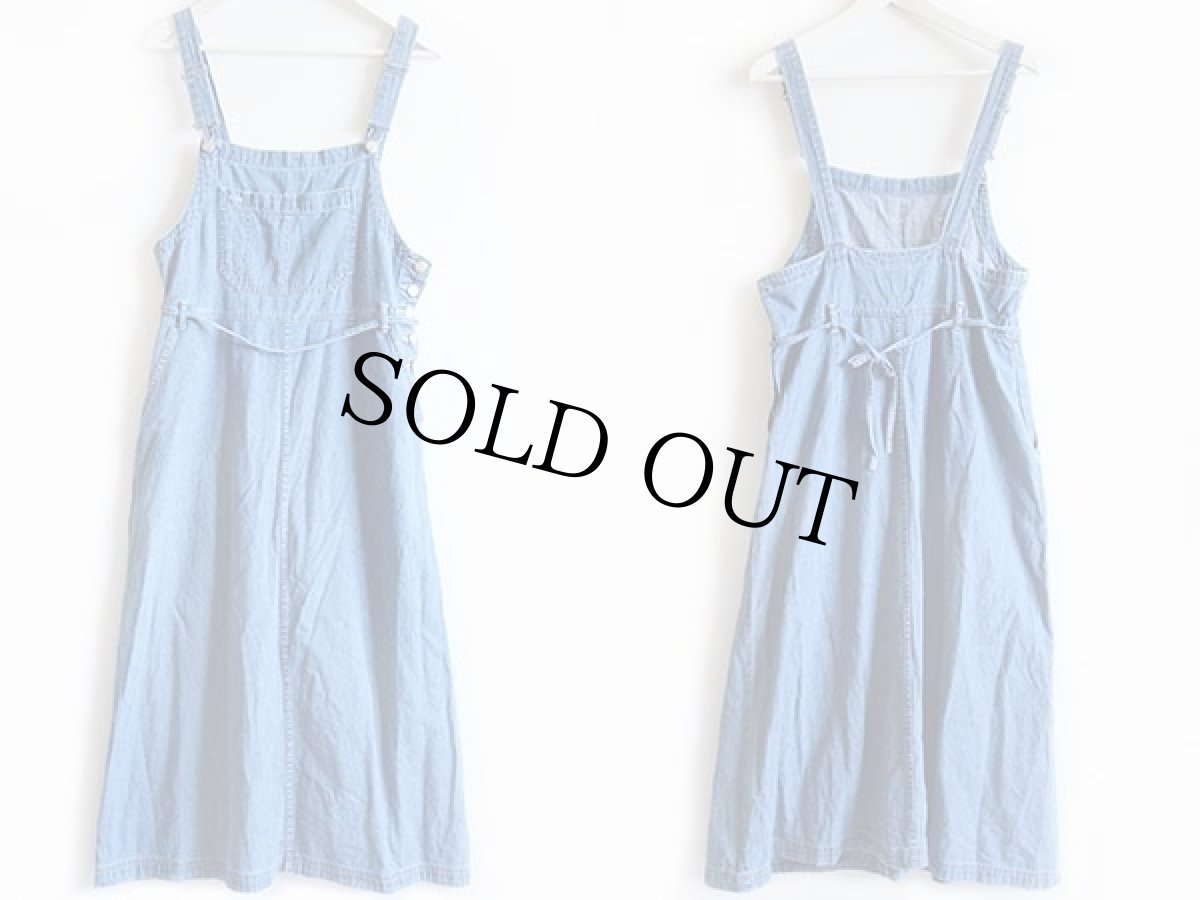 画像2: 90s L.L.Bean ダンガリー ロング サロペット スカート 8 (2)