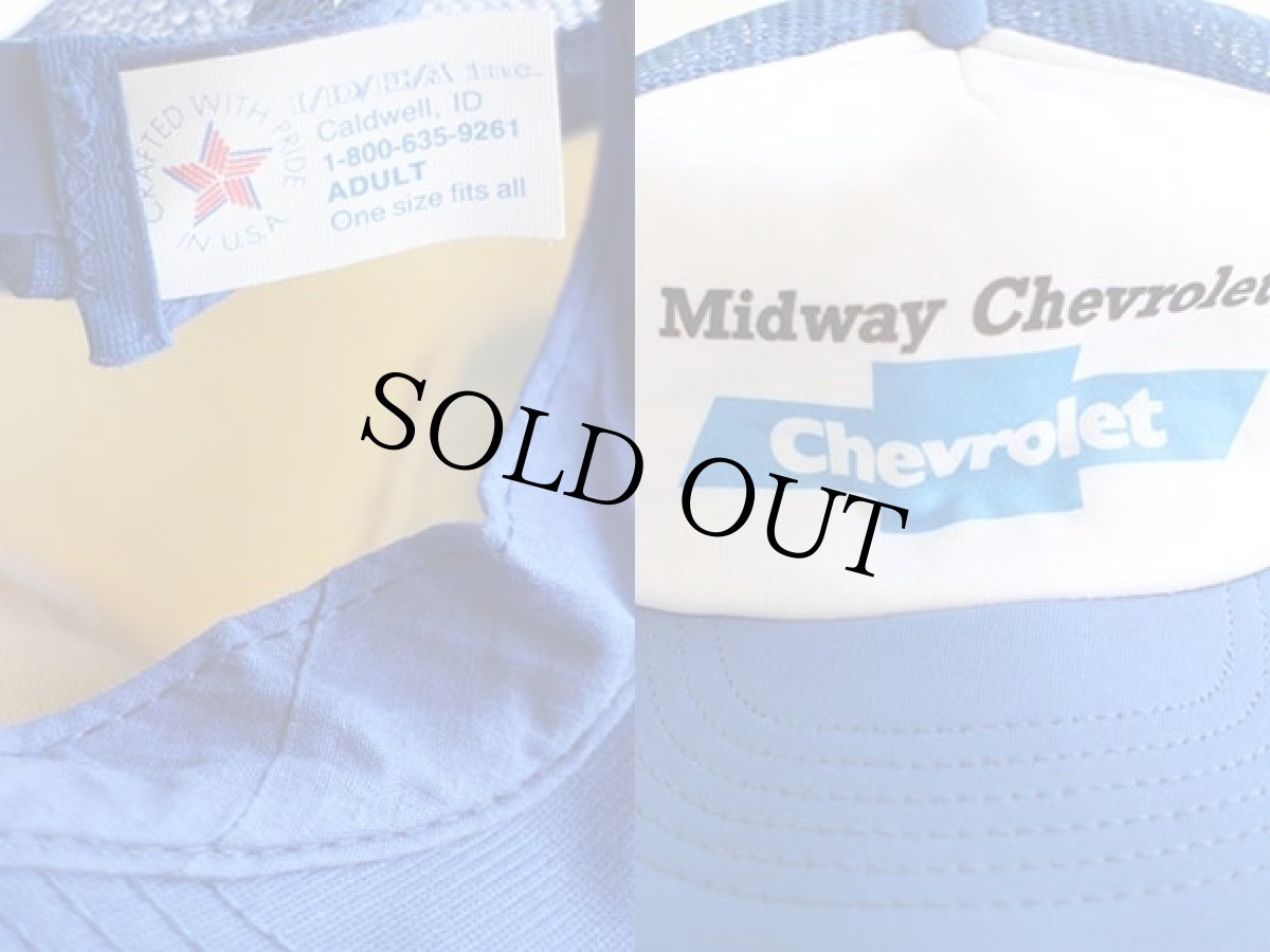画像3: 80s USA製 Midway Chevrolet シボレー プリント ツートン メッシュキャップ 青×白 (3)