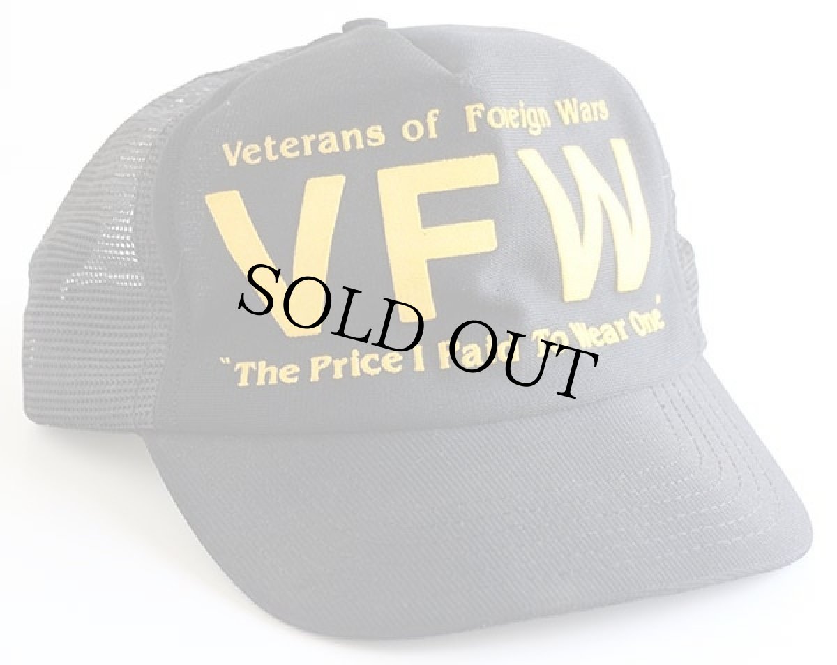 画像1: 80s USA製 Veterans of Foreign Wars VFW 発泡プリント メッシュキャップ 黒 (1)