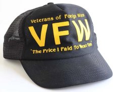 画像1: 80s USA製 Veterans of Foreign Wars VFW 発泡プリント メッシュキャップ 黒 (1)