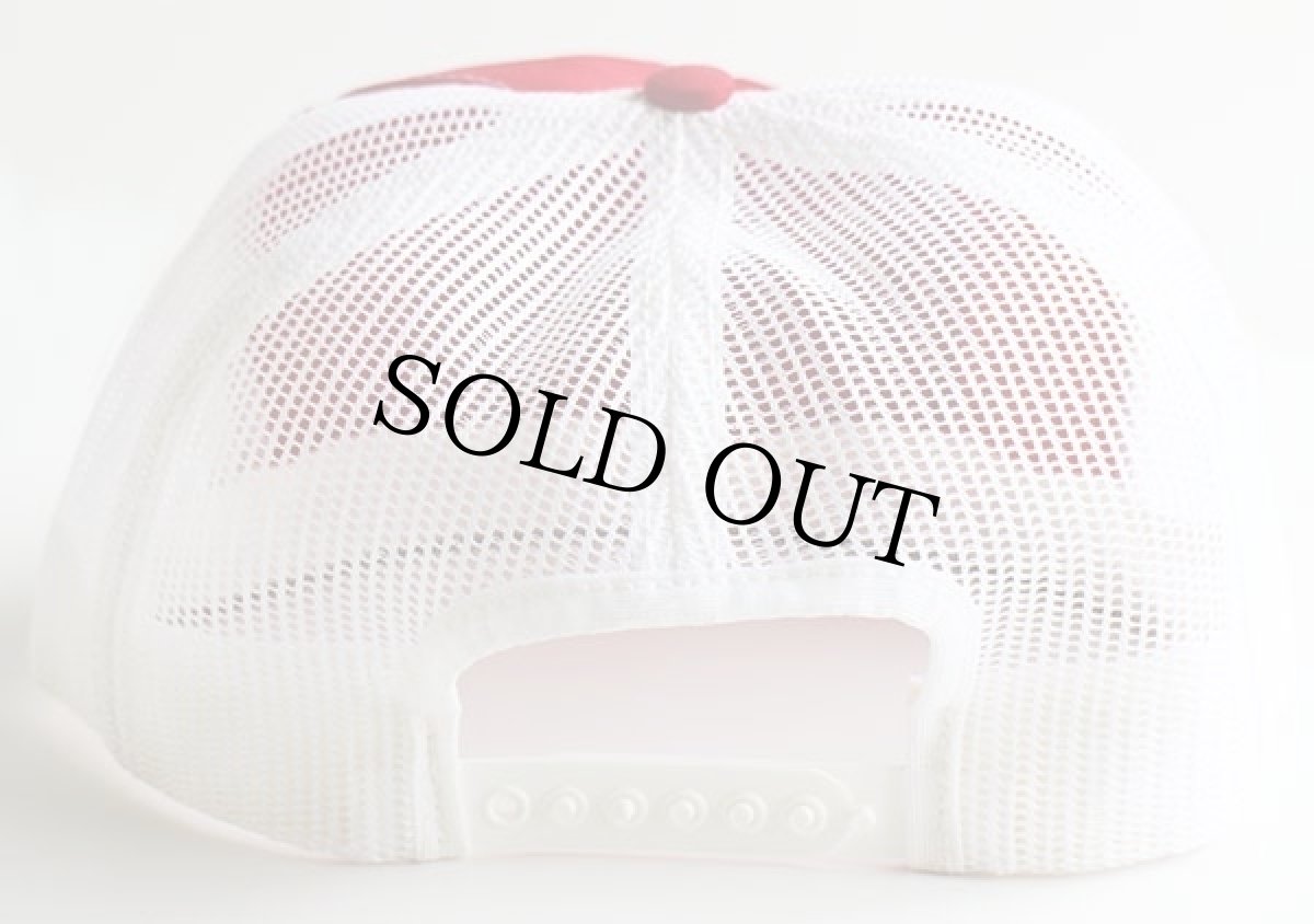 画像2: 80s USA製 Link-Belt パッチ付き ツートン メッシュキャップ 赤×白 (2)