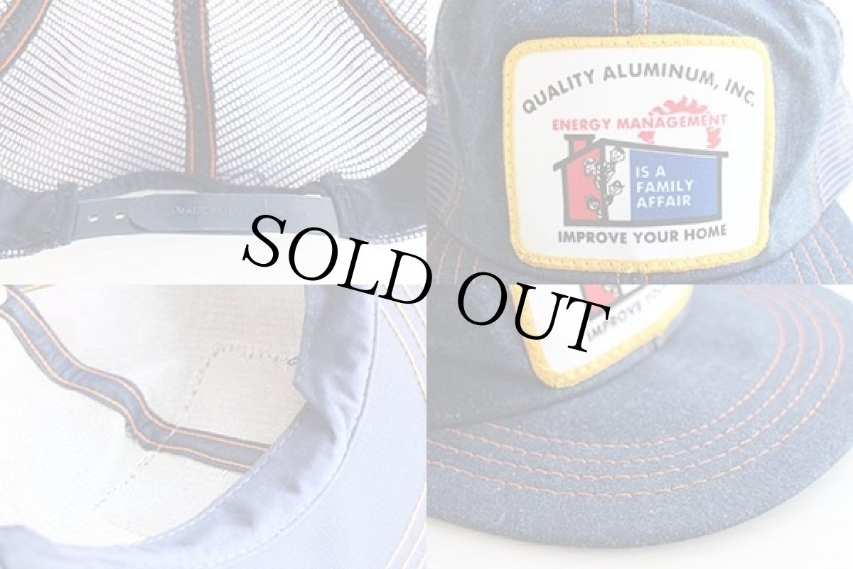 画像3: 80s USA製 QUALITY ALUMINUM,INC. パッチ付き デニム×メッシュキャップ 紺★A (3)