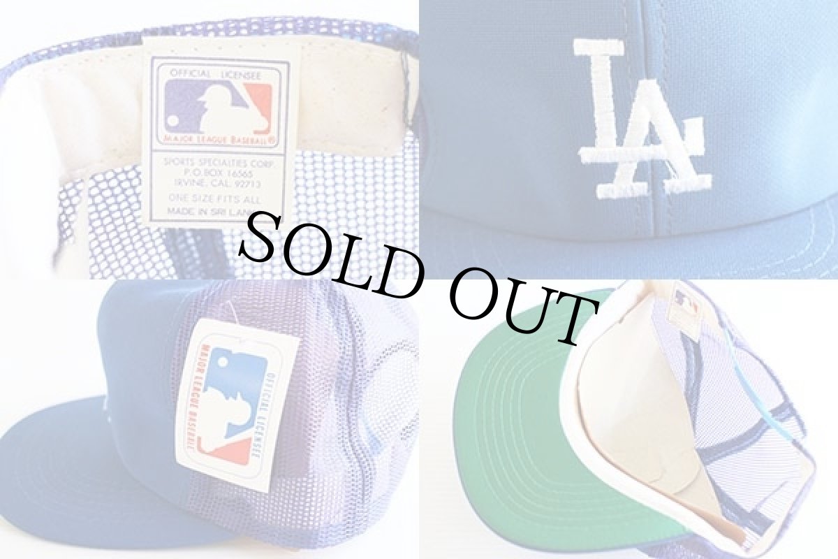 画像3: デッドストック★80s MLB ロサンゼルス ドジャース LA 刺繍 メジャーリーグ メッシュキャップ 青 (3)
