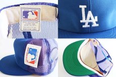 画像3: デッドストック★80s MLB ロサンゼルス ドジャース LA 刺繍 メジャーリーグ メッシュキャップ 青 (3)