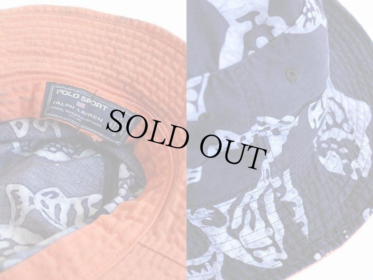 画像3: 90s POLO SPORTポロ スポーツ ラルフローレン フィッシュ柄 総柄 コットン バケットハット L (3)