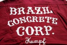 画像4: 50s USA製 King Louieキングルイ BRAZIL CONCRETE CORP. チェーン刺繍 レーヨン ボウリングシャツ 赤 XL (4)