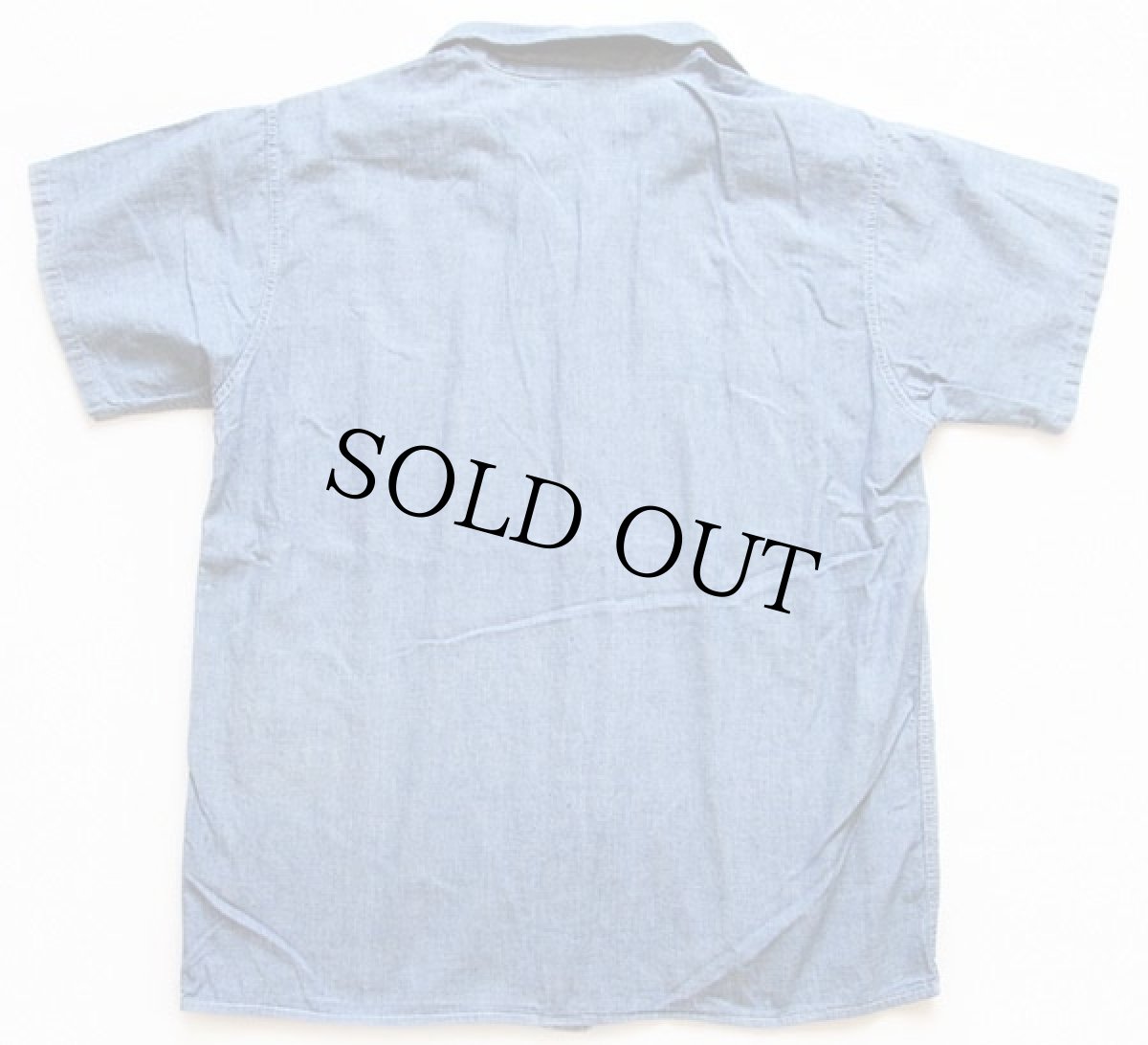 画像2: 50s UNKNOWN 半袖 コットン シャンブレーシャツ M (2)