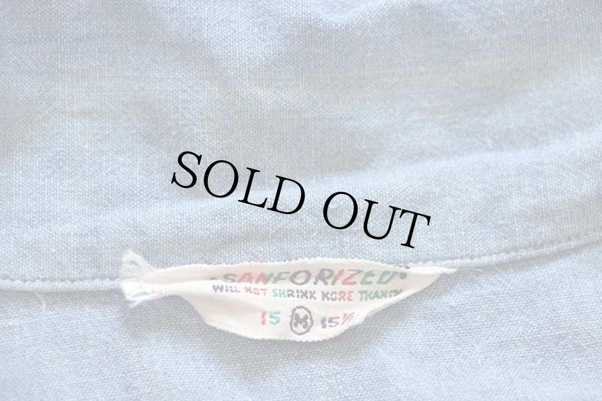 画像4: 50s UNKNOWN 半袖 コットン シャンブレーシャツ M (4)