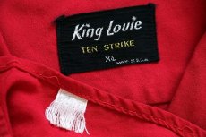 画像5: 50s USA製 King Louieキングルイ BRAZIL CONCRETE CORP. チェーン刺繍 レーヨン ボウリングシャツ 赤 XL (5)