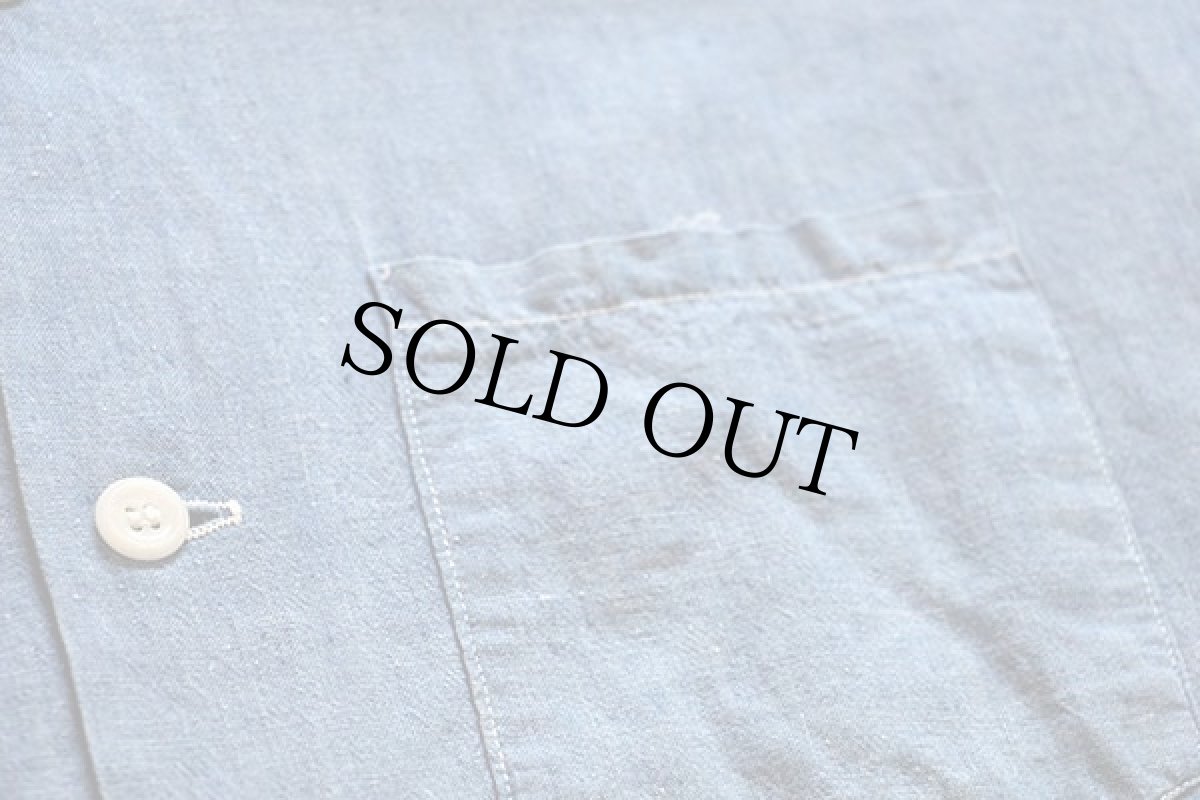 画像6: 50s UNKNOWN 半袖 コットン シャンブレーシャツ M (6)