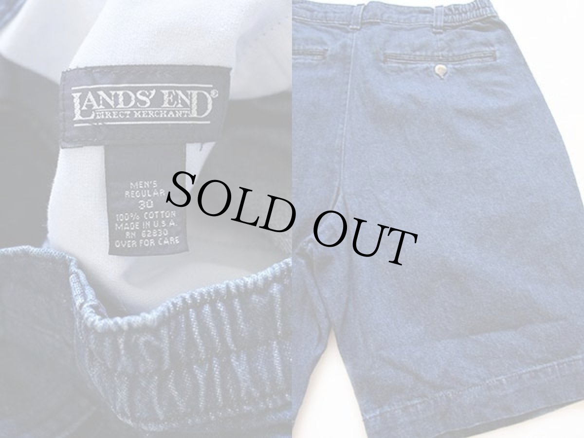 画像3: 90s USA製 LANDS'ENDランズエンド ツータック デニム ショートパンツ w30★ショーツ (3)