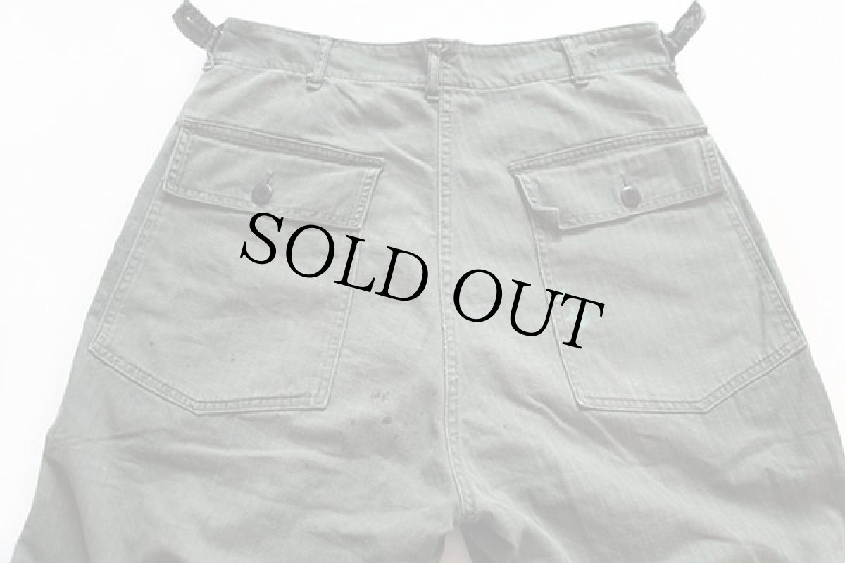 画像3: 50s 米軍 U.S.ARMY M-47 HBT ヘリンボーンツイル ユーティリティ ベイカーパンツ ペンキ飛び オリーブドラブ w34 (3)