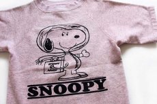 画像3: 90s USA製 Hanes SNOOPY スヌーピー アストロノーツ 半袖スウェット 霜降りピンク S (3)