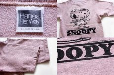 画像4: 90s USA製 Hanes SNOOPY スヌーピー アストロノーツ 半袖スウェット 霜降りピンク S (4)