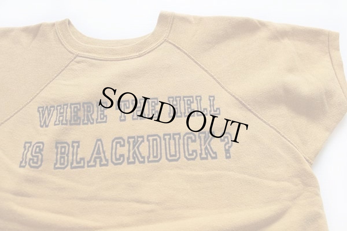 画像3: 60s WHERE THE HELL IS BLACKDUCK? フェルトプリント 半袖スウェット マスタード (3)
