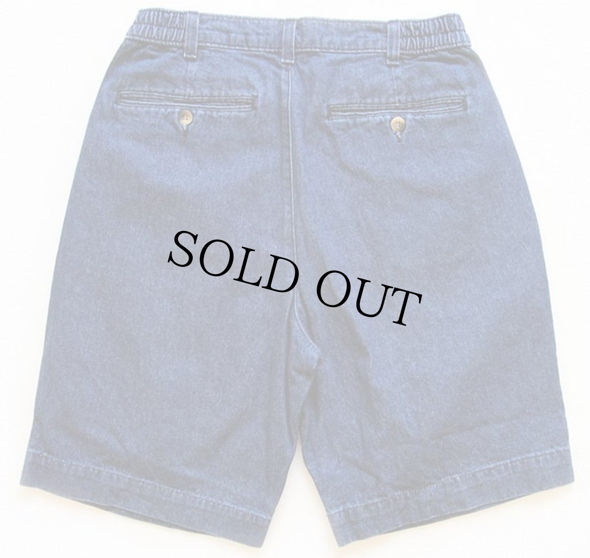 画像2: 90s USA製 LANDS'ENDランズエンド ツータック デニム ショートパンツ w30★ショーツ (2)